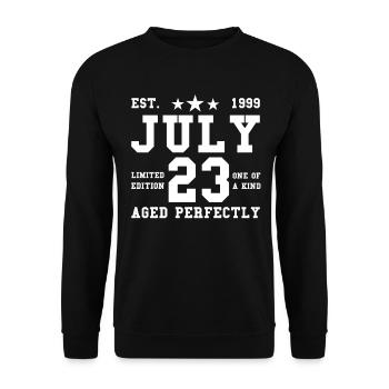 23ème anniversaire Juillet Né en 1999 Idée cadeau - Sweat-shirt Unisexe - noir - Devant - Alina (178cm) & Michal (187cm)