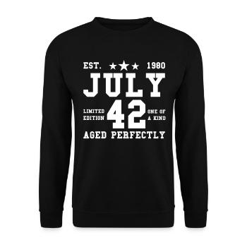 42ème anniversaire Juillet né 1980 Idée cadeau - Sweat-shirt Unisexe - noir - Devant - Alina (178cm) & Michal (187cm)
