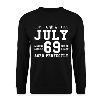 69th birthday July born 1953 Gift idea - Unisex Sweatshirt - black - Front - Alina (178cm) & Michal (187cm)