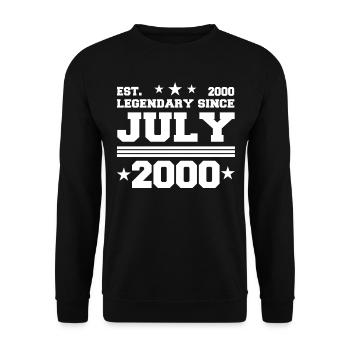 22. Geburtstag Juli Jahrgang 2000 Geschenkidee - Unisex Pullover - Schwarz - Vorne - Alina (178cm) & Michal (187cm)