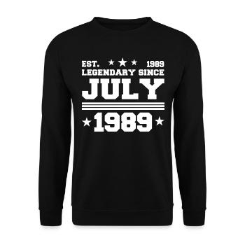 33. Geburtstag Juli Jahrgang 1989 Geschenkidee - Unisex Pullover - Schwarz - Vorne - Alina (178cm) & Michal (187cm)