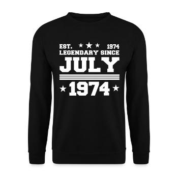 48ème anniversaire Juillet né 1974 Idée cadeau - Sweat-shirt Unisexe - noir - Devant - Alina (178cm) & Michal (187cm)