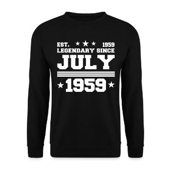 63. Geburtstag Juli Jahrgang 1959 Geschenkidee - Unisex Pullover - Schwarz - Vorne - Alina (178cm) & Michal (187cm)