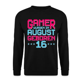 16. Geburtstag August Jahrgang 2006 Gamer - Unisex Pullover - Schwarz - Vorne - Alina (178cm) & Michal (187cm)