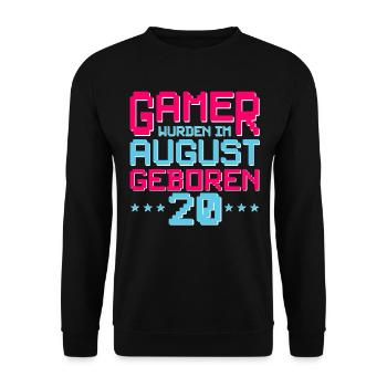 20. Geburtstag August Jahrgang 2002 Gamer - Unisex Pullover - Schwarz - Vorne - Alina (178cm) & Michal (187cm)