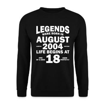 18ème anniversaire Août millésime 2004 idée cadeau - Sweat-shirt Unisexe - noir - Devant - Alina (178cm) & Michal (187cm)