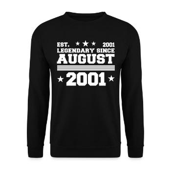 21ème anniversaire Août millésime 2001 idée cadeau - Sweat-shirt Unisexe - noir - Devant - Alina (178cm) & Michal (187cm)