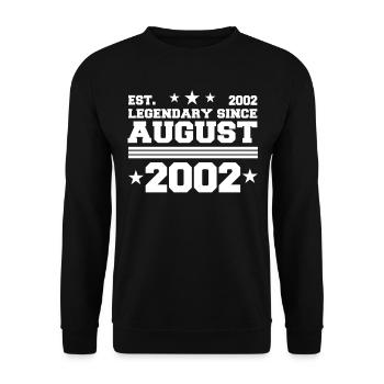 20. Geburtstag August Jahrgang 2002 Geschenkidee - Unisex Pullover - Schwarz - Vorne - Alina (178cm) & Michal (187cm)