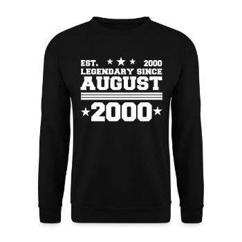 22. Geburtstag August Jahrgang 2000 Geschenkidee - Unisex Pullover - Schwarz - Vorne - Alina (178cm) & Michal (187cm)