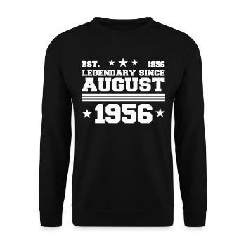 66. Geburtstag August Jahrgang 1956 Geschenkidee - Unisex Pullover - Schwarz - Vorne - Alina (178cm) & Michal (187cm)
