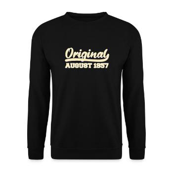 65e anniversaire Naissance août 1957 Idée cadeau - Sweat-shirt Unisexe - noir - Devant - Alina (178cm) & Michal (187cm)