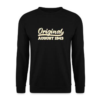 79th birthday August born 1943 Gift idea - Unisex Sweatshirt - black - Front - Alina (178cm) & Michal (187cm)