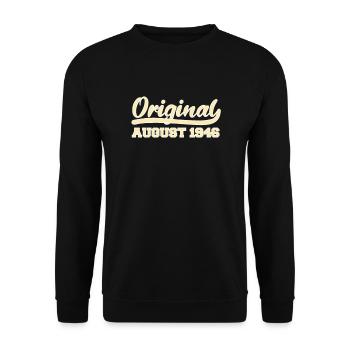 76e anniversaire Naissance en août 1946 Idée cadeau - Sweat-shirt Unisexe - noir - Devant - Alina (178cm) & Michal (187cm)