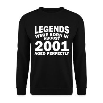 21. Geburtstag August Jahrgang 2001 Geschenkidee - Unisex Pullover - Schwarz - Vorne - Alina (178cm) & Michal (187cm)