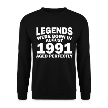 31ème anniversaire Août né 1991 Idée cadeau - Sweat-shirt Unisexe - noir - Devant - Alina (178cm) & Michal (187cm)