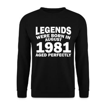 41ème anniversaire Août né 1981 Idée cadeau - Sweat-shirt Unisexe - noir - Devant - Alina (178cm) & Michal (187cm)