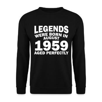 63. Geburtstag August Jahrgang 1959 Geschenkidee - Unisex Pullover - Schwarz - Vorne - Alina (178cm) & Michal (187cm)