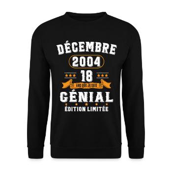 18 Ans Anniversaire Vintage Né(e) en Décembre 2004 - Sweat-shirt Unisexe - noir - Devant - Alina (178cm) & Michal (187cm)