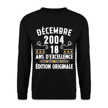 18 Ans Anniversaire Vintage Né(e) en Décembre 2004 - Sweat-shirt Unisexe - noir - Devant - Alina (178cm) & Michal (187cm)