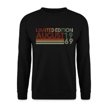 53ème anniversaire Août né 1969 Idée cadeau - Sweat-shirt Unisexe - noir - Devant - Alina (178cm) & Michal (187cm)