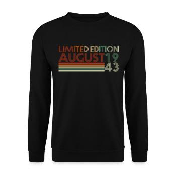 79e anniversaire Naissance août 1943 Idée cadeau - Sweat-shirt Unisexe - noir - Devant - Alina (178cm) & Michal (187cm)