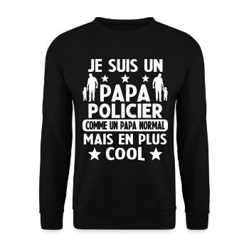Un Papa Policier Comme Un Papa Normal Plus Cool - Sweat-shirt Unisexe - noir - Devant - Alina (178cm) & Michal (187cm)