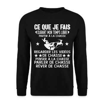 Ce Que Je Fais Pendant Mon Temps Libre la Chasse - Sweat-shirt Unisexe - noir - Devant - Alina (178cm) & Michal (187cm)