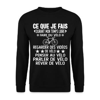 Ce Que Je Fais Pendant Mon Temps Libre Vélo - Sweat-shirt Unisexe - noir - Devant - Alina (178cm) & Michal (187cm)