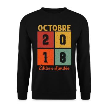 Octobre 2018 Vintage - Sweat-shirt Unisexe - noir - Devant - Alina (178cm) & Michal (187cm)