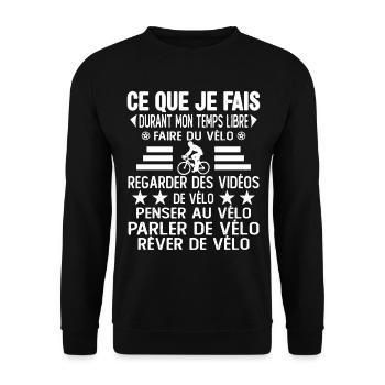Ce Que Je Fais Pendant Mon Temps Libre Vélo - Sweat-shirt Unisexe - noir - Devant - Alina (178cm) & Michal (187cm)