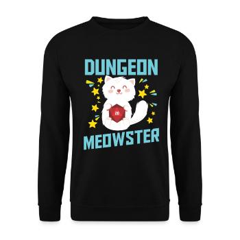 Dungeon Meowster | Nerdy Cat D20 RPG Fantasy Game - Unisex Sweatshirt - black - Front - Alina (178cm) & Michal (187cm)