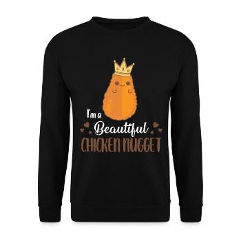 I'm A Beautiful Chicken Nugget - Unisex Pullover - Schwarz - Vorne - Alina (178cm) & Michal (187cm)
