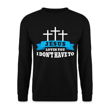 Jesus Loves You Christian - Unisex Sweatshirt - black - Front - Alina (178cm) & Michal (187cm)