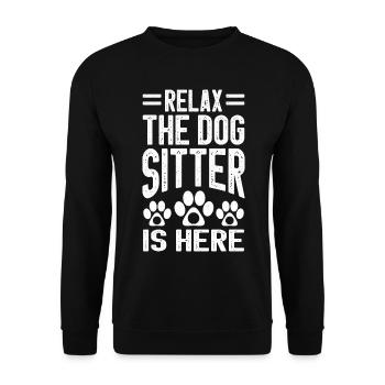 Relax The Dog Sitter Is Here Funny Dog Sitter - Unisex Sweatshirt - black - Front - Alina (178cm) & Michal (187cm)