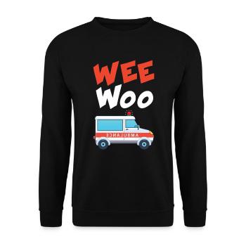 Wee Woo Ambulance AMR Funny EMS EMT Paramedic Gift - Unisex Sweatshirt - black - Front - Alina (178cm) & Michal (187cm)