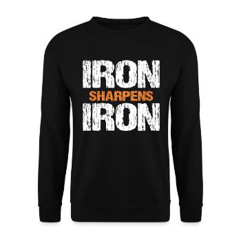 Iron Sharpens Iron Christian Workout Iron - Unisex Sweatshirt - black - Front - Alina (178cm) & Michal (187cm)