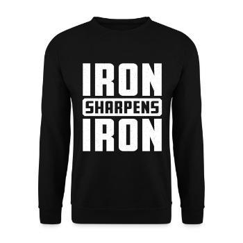 Iron Sharpens Iron Christian Workout Iron - Unisex Sweatshirt - black - Front - Alina (178cm) & Michal (187cm)