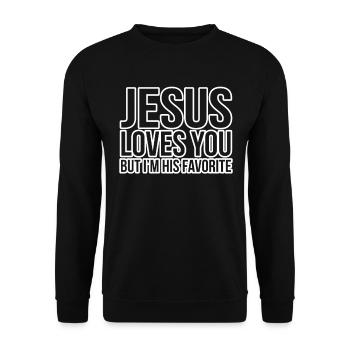 Jesus Loves You But I'm His Favorite Funny - Unisex Pullover - Schwarz - Vorne - Alina (178cm) & Michal (187cm)