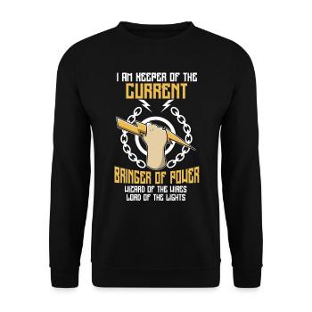 Funny Electrician Electrical Engineer Lineman Gift - Unisex Sweatshirt - black - Front - Alina (178cm) & Michal (187cm)