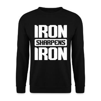 Iron Sharpens Iron Christian Workout Iron - Unisex Sweatshirt - black - Front - Alina (178cm) & Michal (187cm)