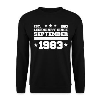 39. Geburtstag September Jahrgang 1983 Geschenk - Unisex Pullover - Schwarz - Vorne - Alina (178cm) & Michal (187cm)