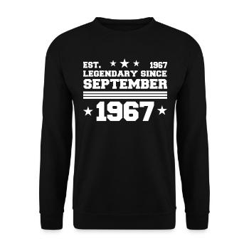 55e anniversaire Septembre né 1967 Cadeau - Sweat-shirt Unisexe - noir - Devant - Alina (178cm) & Michal (187cm)
