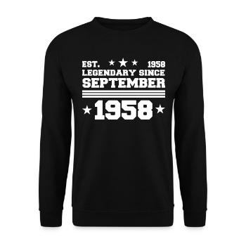 64th birthday September born 1958 Gift - Unisex Sweatshirt - black - Front - Alina (178cm) & Michal (187cm)