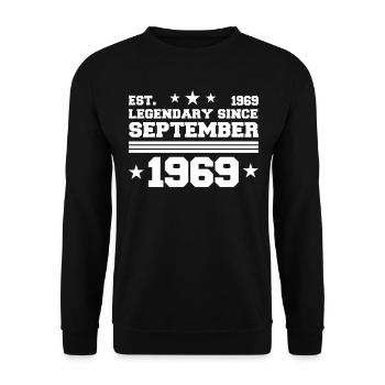 53ème anniversaire Septembre né 1969 Cadeau - Sweat-shirt Unisexe - noir - Devant - Alina (178cm) & Michal (187cm)