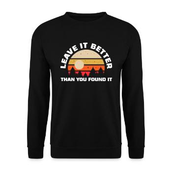 Leave It Better Than You Found It Nature Camping - Unisex Sweatshirt - black - Front - Alina (178cm) & Michal (187cm)