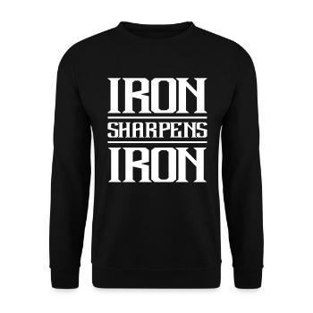 Iron Sharpens Iron Christian Workout Iron - Unisex Sweatshirt - black - Front - Alina (178cm) & Michal (187cm)