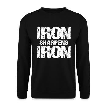 Iron Sharpens Iron Christian Workout Iron - Unisex Sweatshirt - black - Front - Alina (178cm) & Michal (187cm)