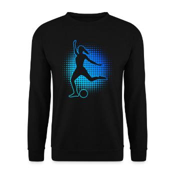 Fussballspielen Herren Fussballspieler Fussballer - Unisex Pullover - Schwarz - Vorne - Alina (178cm) & Michal (187cm)