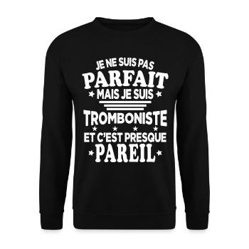 Pas Parfaite Je Suis Tromboniste Et C'est Pareil - Sweat-shirt Unisexe - noir - Devant - Alina (178cm) & Michal (187cm)