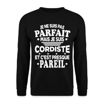 Pas Parfait Mais Je Suis Cordiste Et C'est Pareil - Sweat-shirt Unisexe - noir - Devant - Alina (178cm) & Michal (187cm)
